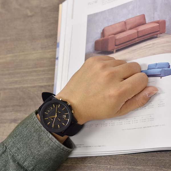 Armani Exchange Outerbanks AX7105 Men's Chronograph Watch – Black Dial with Black Stainless Steel Strap