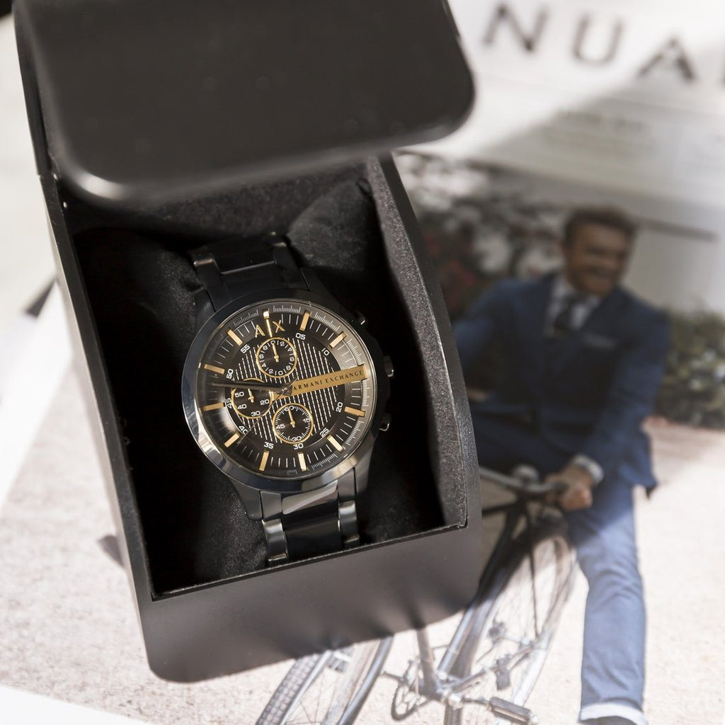 Armani Exchange Hampton AX2164 Men's Chronograph Watch – Black Dial with Black Stainless Steel Strap