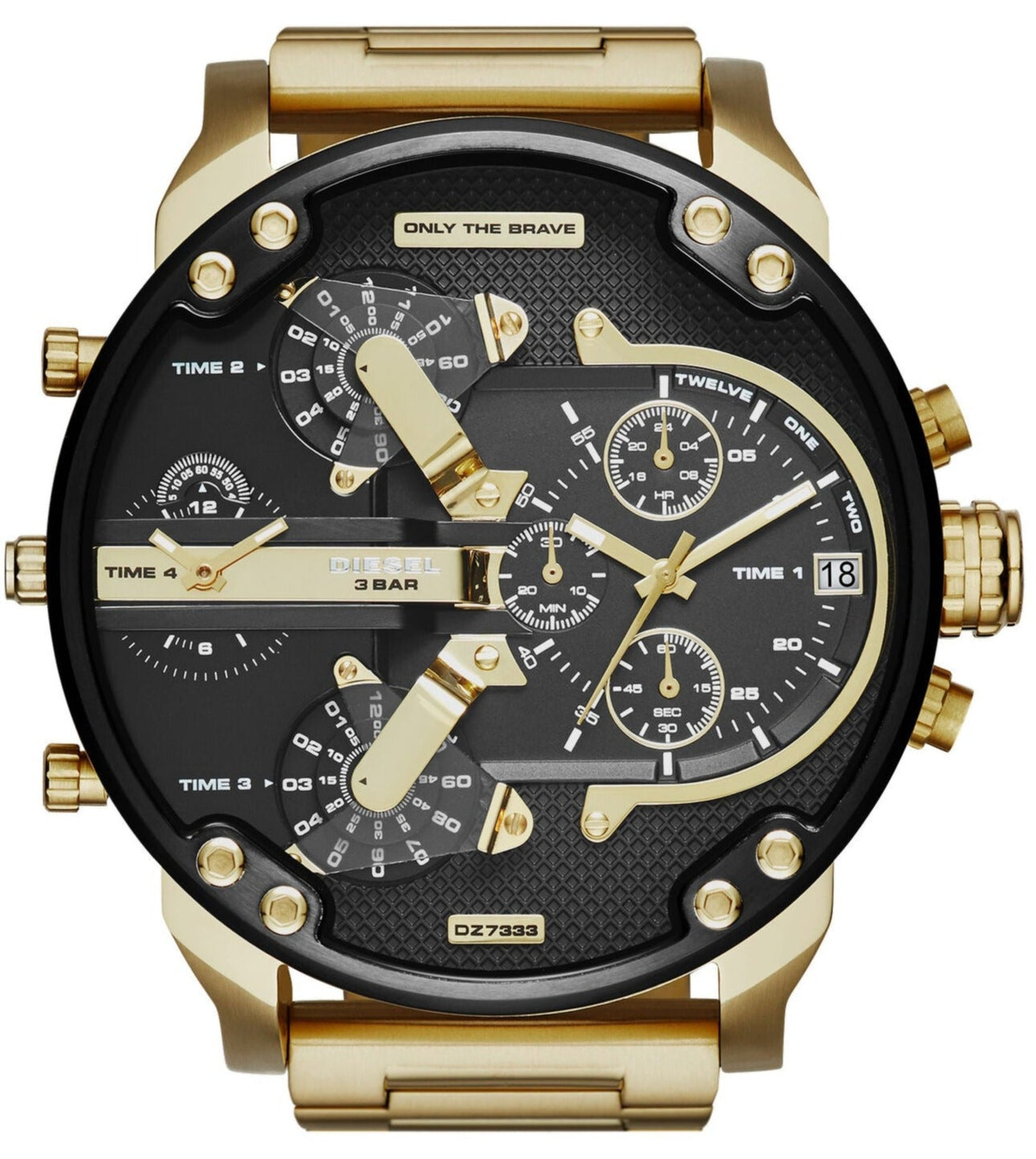 Diesel DZ7333 Mr. Daddy 2.0 Chronograph Men's Watch – Black Dial & Gold Stainless Steel Strap