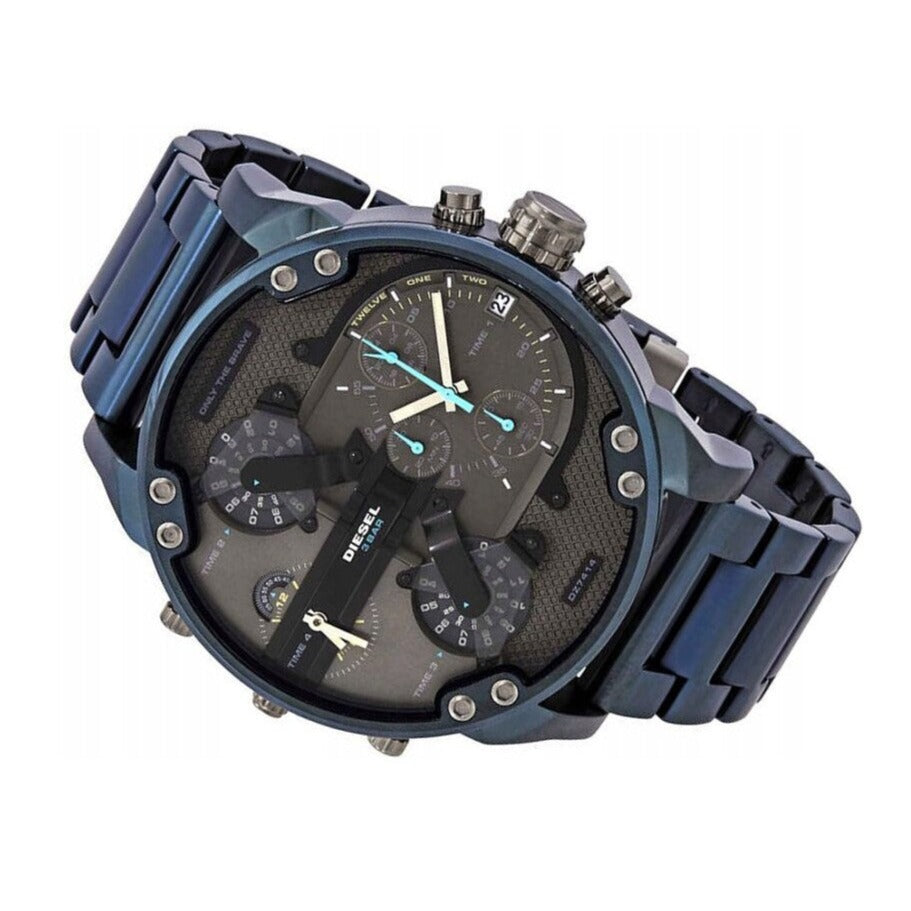 Diesel DZ7414 Daddy 2.0 Chronograph Men's Watch – Grey Dial & Blue Stainless Steel Strap