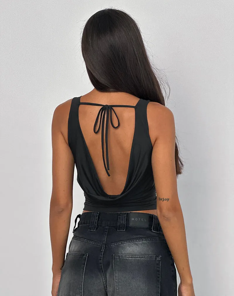 Chuya Cowl Back Top in Slinky Black
