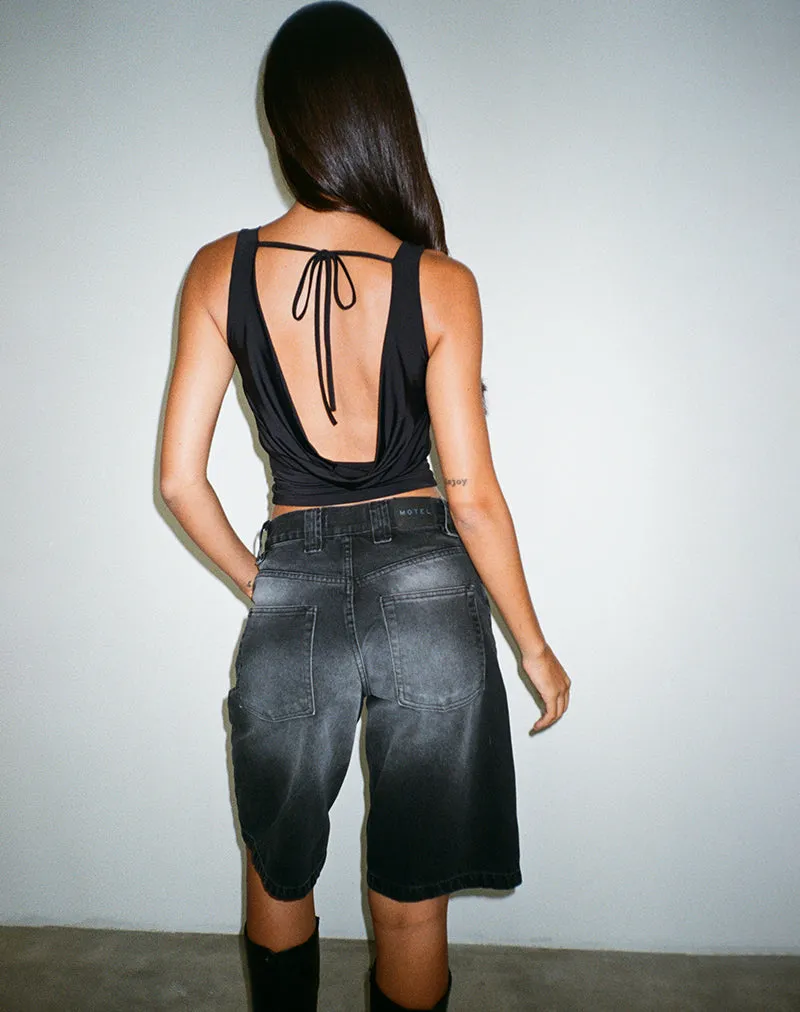 Chuya Cowl Back Top in Slinky Black