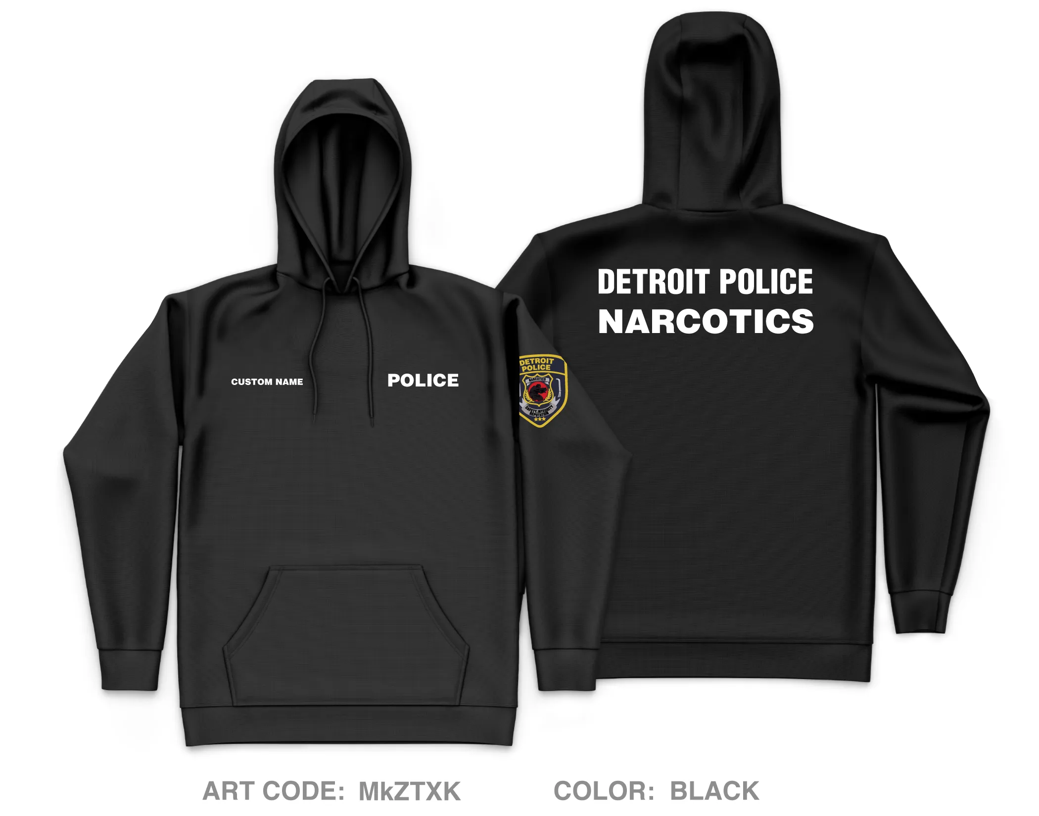CUSTOM Detroit police narcotics Core Men's Hooded Performance Sweatshirt - MkZTXK